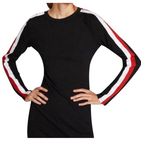 Zara Trafaluc women’s sz S Black Long Sleeve Bodycon Dress ,Red & White Striped‎ - Picture 3 of 16